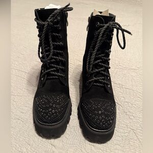 Vince Camuto Black Studded Combat Boots